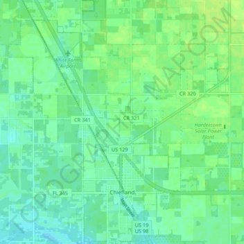 Chiefland topographic map, elevation, terrain