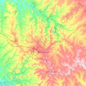 Mandaguari topographic map, elevation, terrain