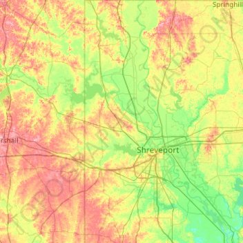 Caddo Parish topographic map, elevation, terrain
