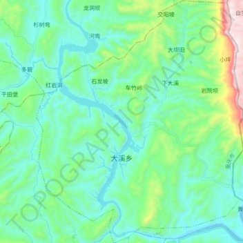 大溪乡 topographic map, elevation, terrain