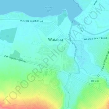 Waialua topographic map, elevation, terrain