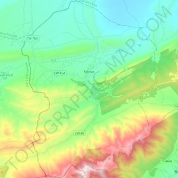 Yabous ⵢⴰⴱⵓⵙ يابوس topographic map, elevation, terrain