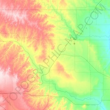 Woods County topographic map, elevation, terrain