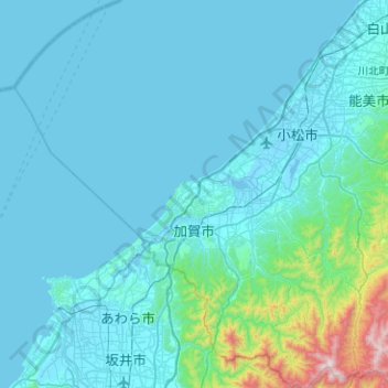 Kaga topographic map, elevation, terrain
