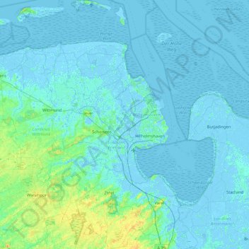 Landkreis Friesland topographic map, elevation, terrain