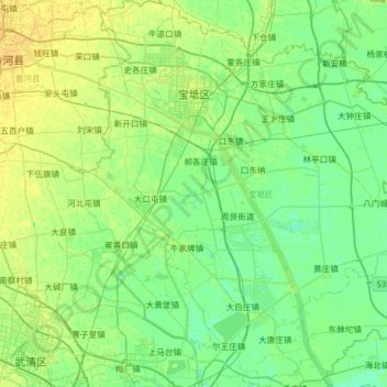 Baodi District topographic map, elevation, terrain