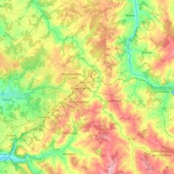 Terres-de-Haute-Charente topographic map, elevation, terrain
