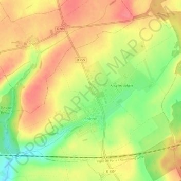 Solgne topographic map, elevation, terrain
