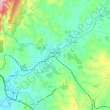 Balhannah topographic map, elevation, terrain