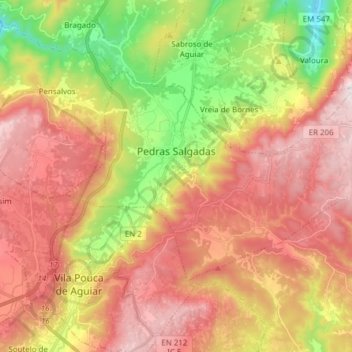 Bornes de Aguiar topographic map, elevation, terrain