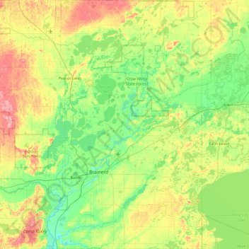 Crow Wing County topographic map, elevation, terrain