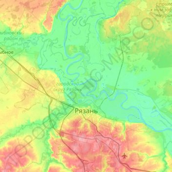 Ryazan topographic map, elevation, terrain