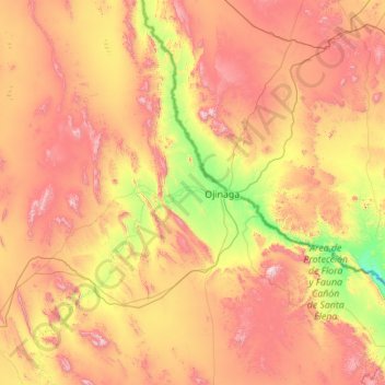 Ojinaga topographic map, elevation, terrain