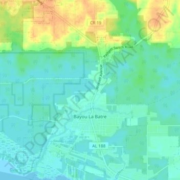 Bayou La Batre topographic map, elevation, terrain