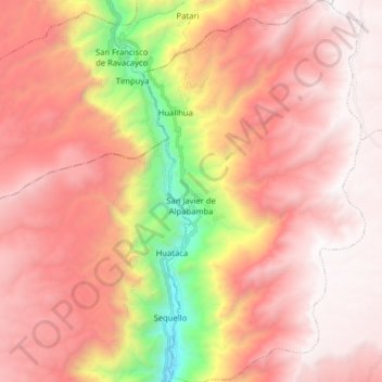 San Javier de Alpabamba topographic map, elevation, terrain