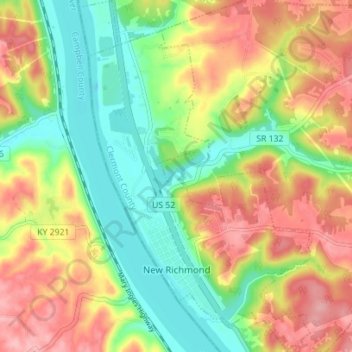 New Richmond topographic map, elevation, terrain