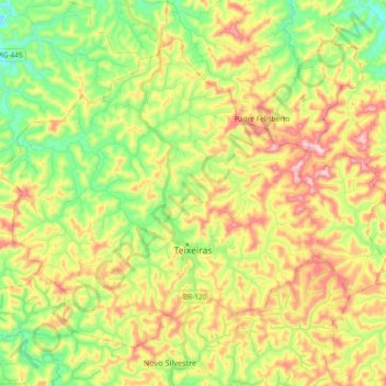 Teixeiras topographic map, elevation, terrain