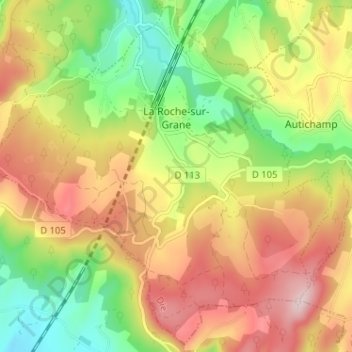 La Roche-sur-Grane topographic map, elevation, terrain