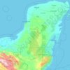 Yucatán Peninsula topographic map, elevation, terrain