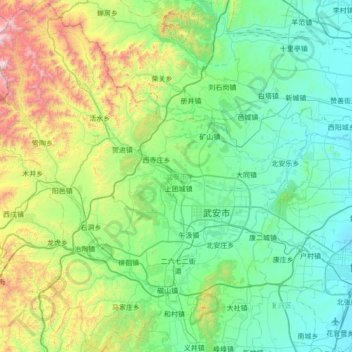 武安市 topographic map, elevation, terrain