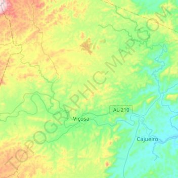 Viçosa topographic map, elevation, terrain