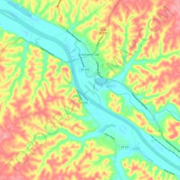 Ashland City topographic map, elevation, terrain