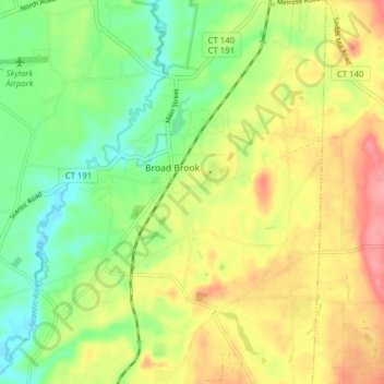 Broad Brook topographic map, elevation, terrain