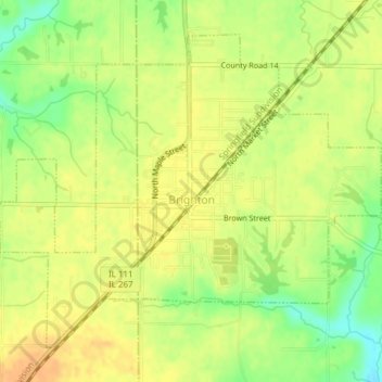 Brighton topographic map, elevation, terrain