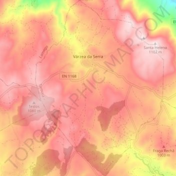 Várzea da Serra topographic map, elevation, terrain
