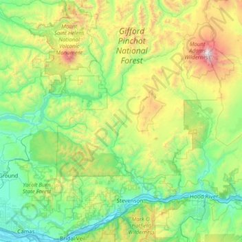 Skamania County topographic map, elevation, terrain