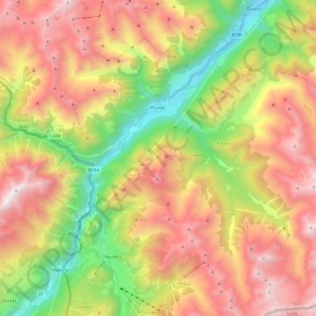 Pfunds topographic map, elevation, terrain