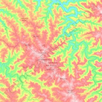 Três Passos topographic map, elevation, terrain