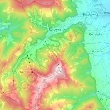 Szczyrk topographic map, elevation, terrain