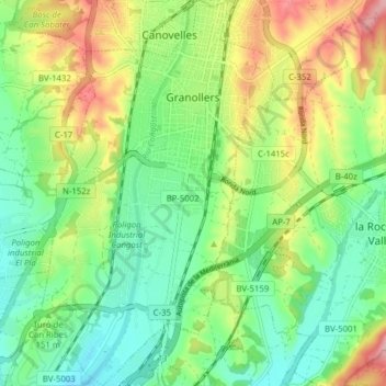 Granollers topographic map, elevation, terrain