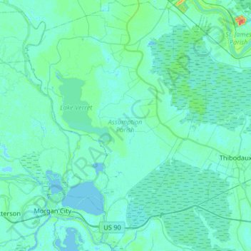 Assumption Parish topographic map, elevation, terrain