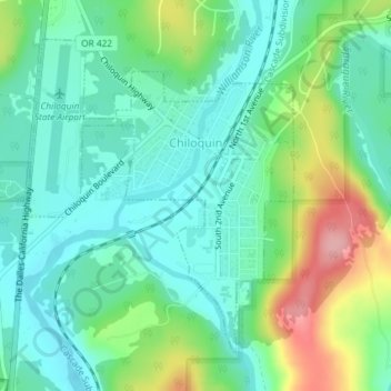 Chiloquin topographic map, elevation, terrain