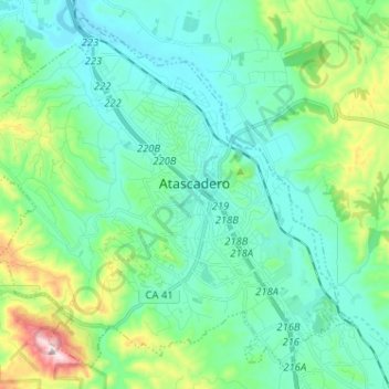Atascadero topographic map, elevation, terrain