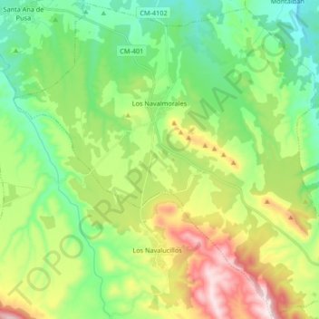 Los Navalmorales topographic map, elevation, terrain