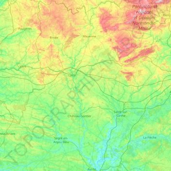 La Mayenne topographic map, elevation, terrain