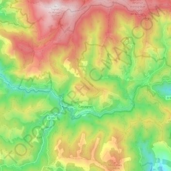 Cassagnas topographic map, elevation, terrain
