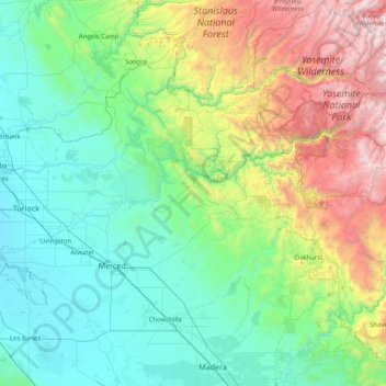 Merced River topographic map, elevation, terrain