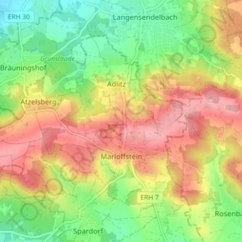 Marloffstein topographic map, elevation, terrain