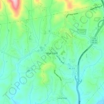 Mars Hill topographic map, elevation, terrain