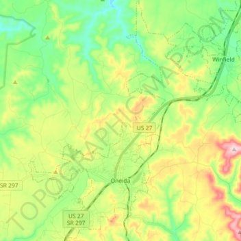 Oneida topographic map, elevation, terrain