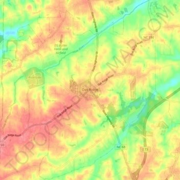 Oak Ridge topographic map, elevation, terrain