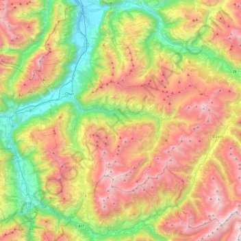 Alpi del Plessur topographic map, elevation, terrain
