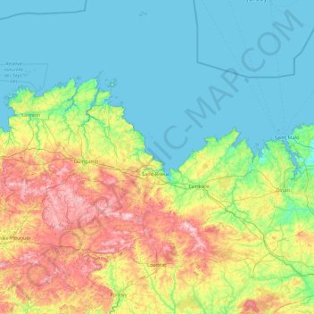Côtes-d'Armor topographic map, elevation, terrain