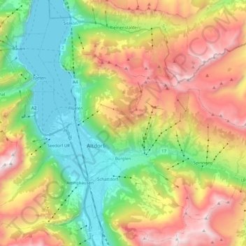 Bürglen (UR) topographic map, elevation, terrain