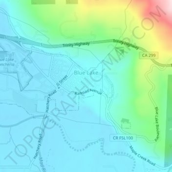 Blue Lake topographic map, elevation, terrain