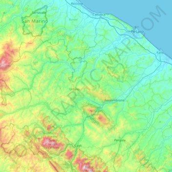 Metauro topographic map, elevation, terrain